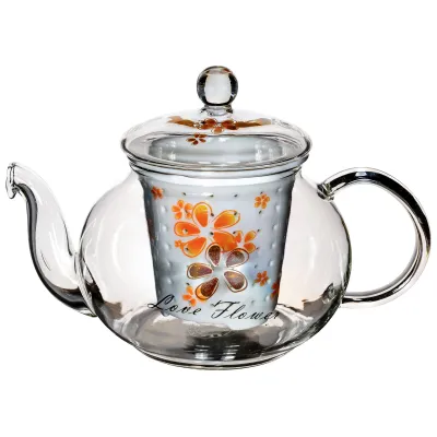 Skleněná luhovací konvice s porcelánovým sítkem