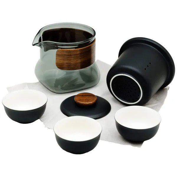 Produkt Souprava cestovní sklo a porcelán černá Obrázek