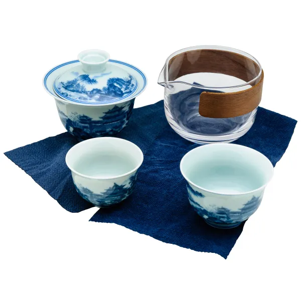 Produkt Souprava cestovní sklo a porcelán s gaiwanem krajina Obrázek